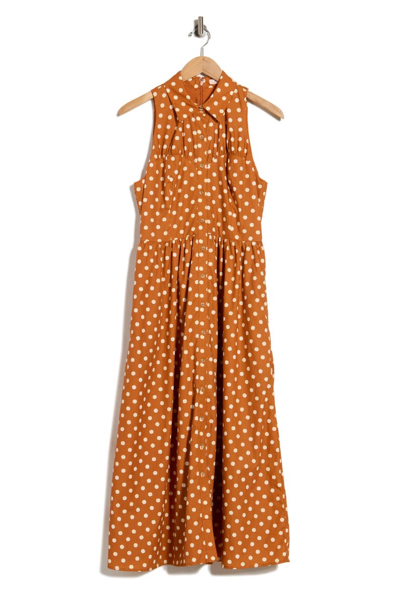 Vivian Halter Midi Dress, Alternate, color, COPPER DOTS