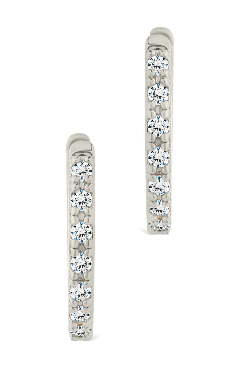 Sterling Forever Dainty Cubic Zirconia Huggie Hoop Earrings, Alternate, color, Silver