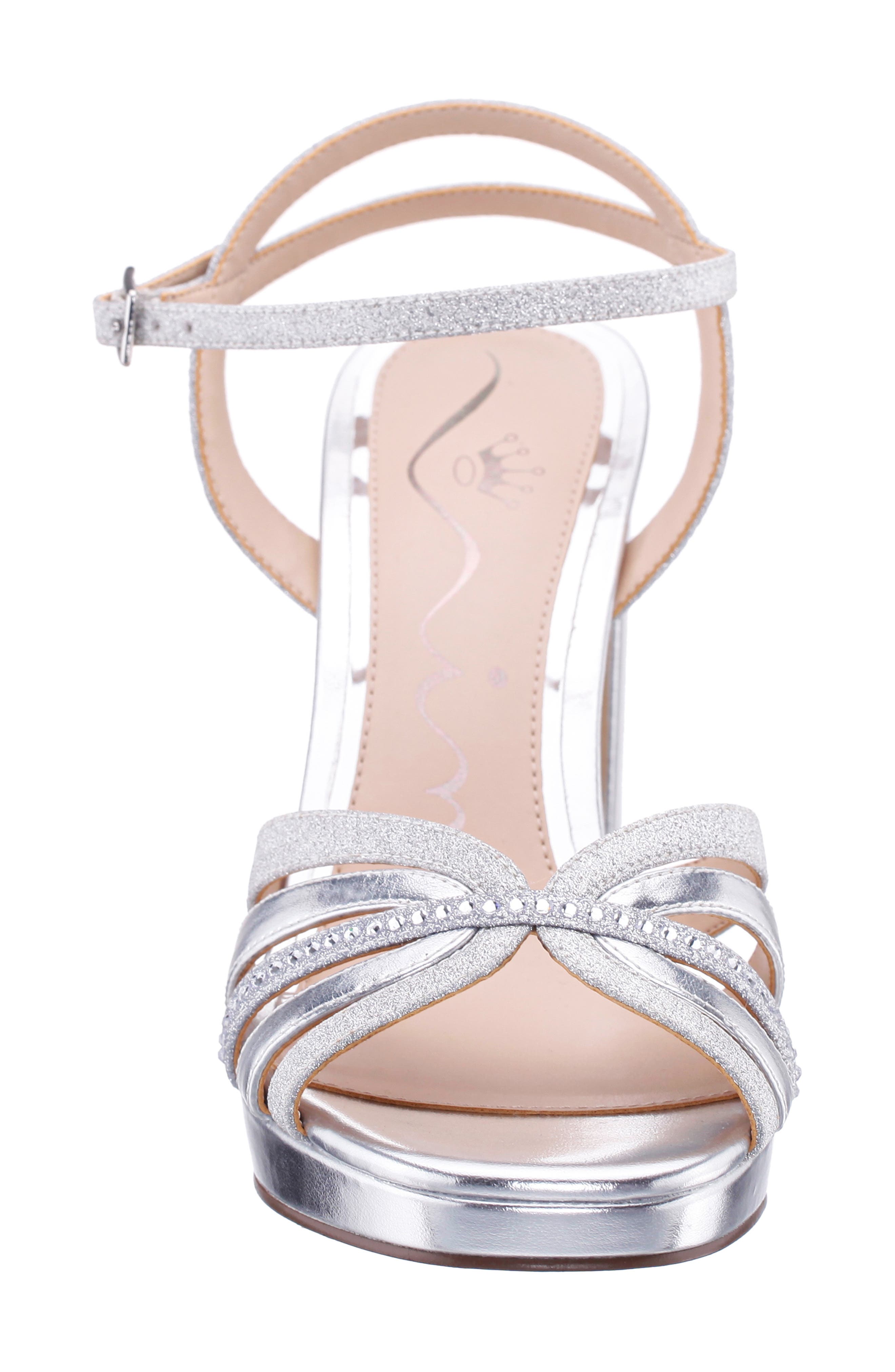 Nina Shantay Ankle Strap Platform Sandal, Alternate, color, Silver