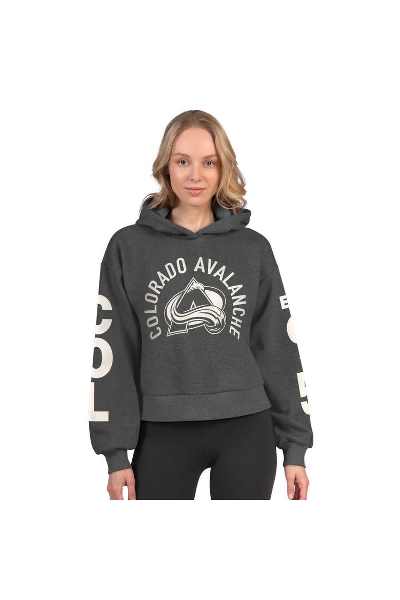 Women's Starter  Heather Charcoal Colorado Avalanche Star Player Cropped Fleece Hoodie, Main, color, Heather Charcoal