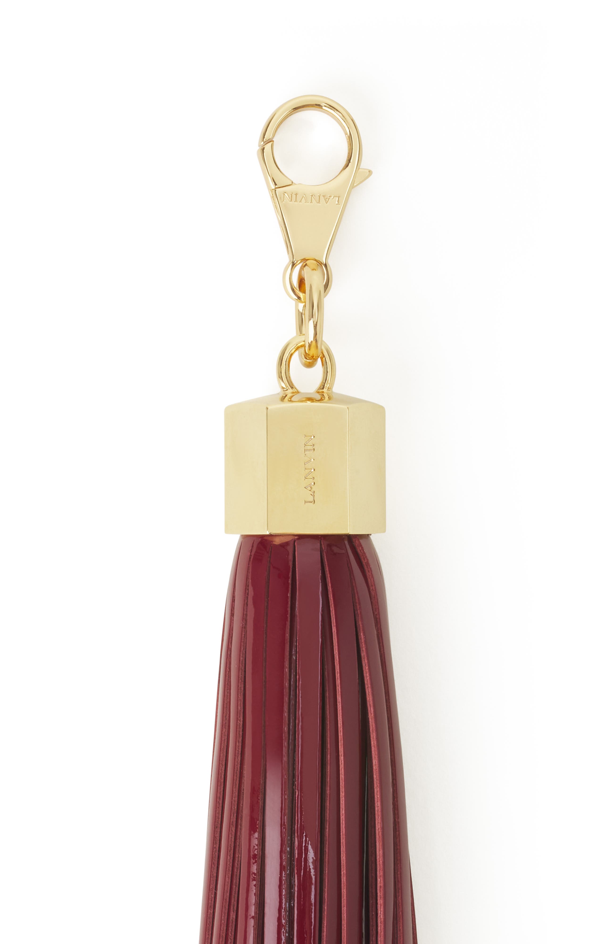 Leather Pompom Bag Charm, Alternate, color, Garnet