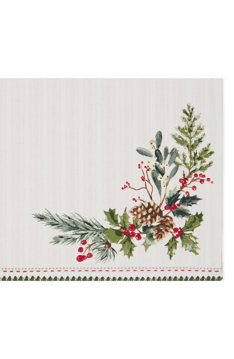 Design Imports Set of 4 Heritage Holiday Reversible Sprigs Placemats, Alternate, color, Boughs Of Holly/ Red Ticking