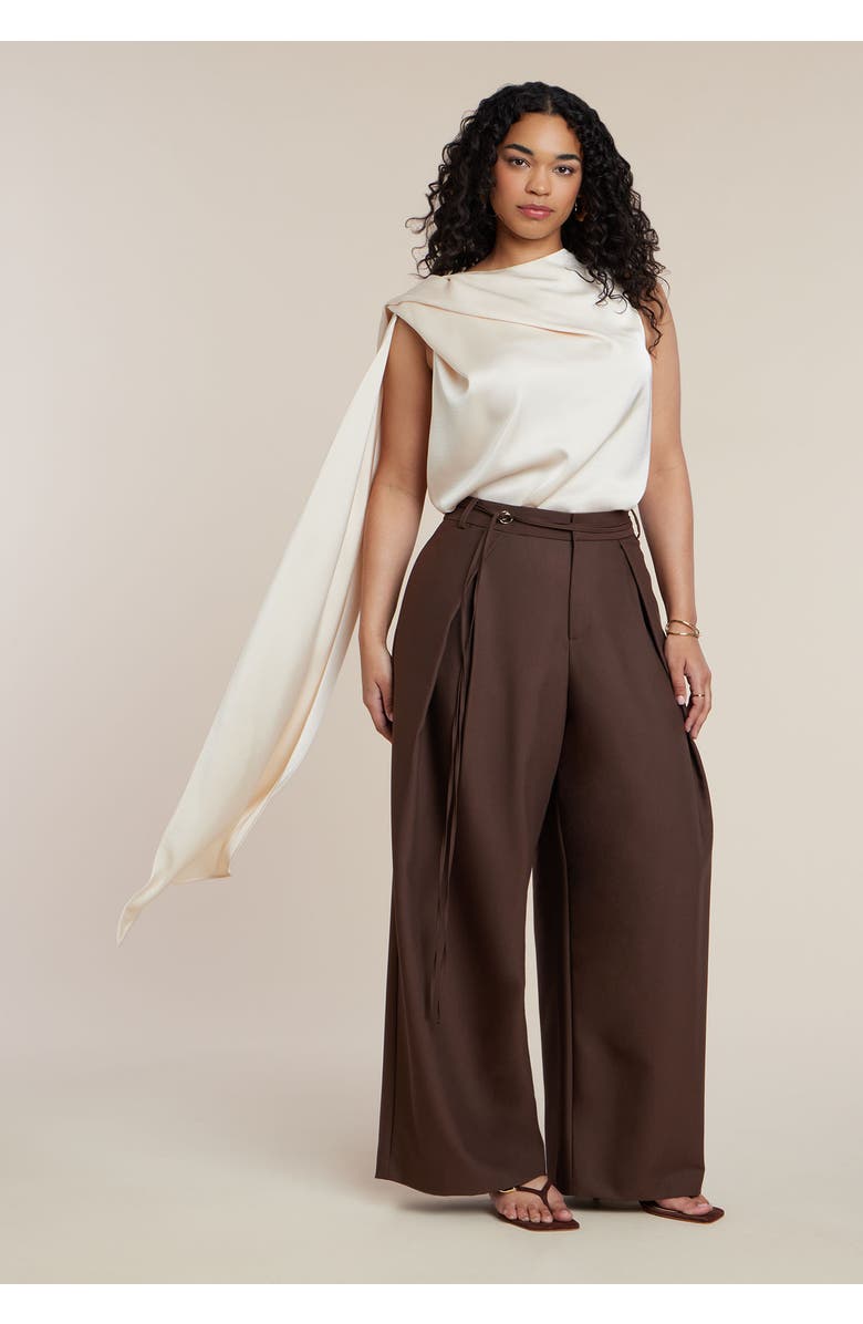 ELOQUII Wire Hem Plissé Strapless Top, Alternate, color, Optic White