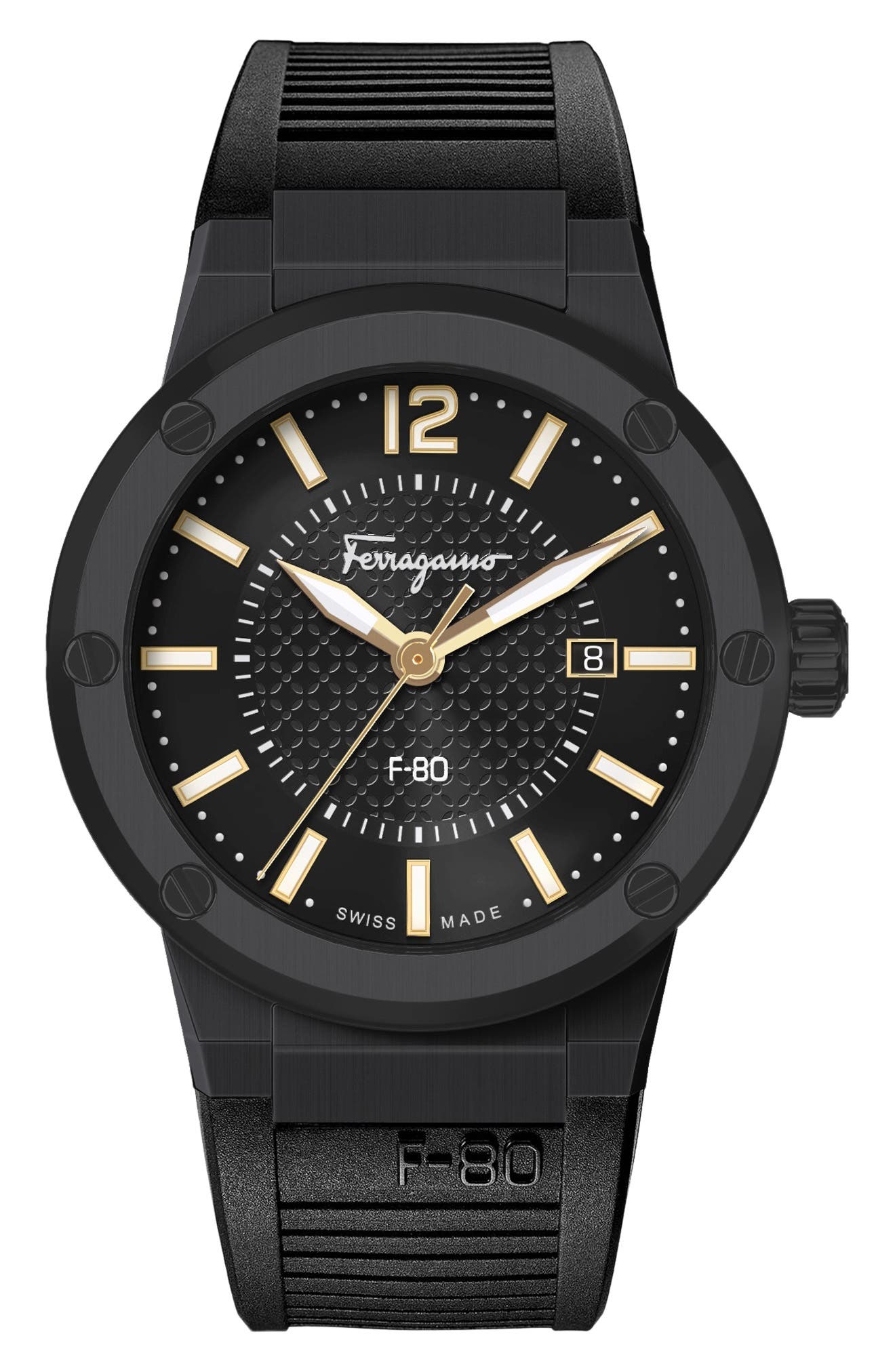 Men's F-80 Silicone Strap Watch, 44mm