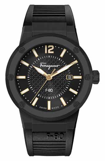 FERRAGAMO Men's F-80 Silicone Strap Watch, 44mm