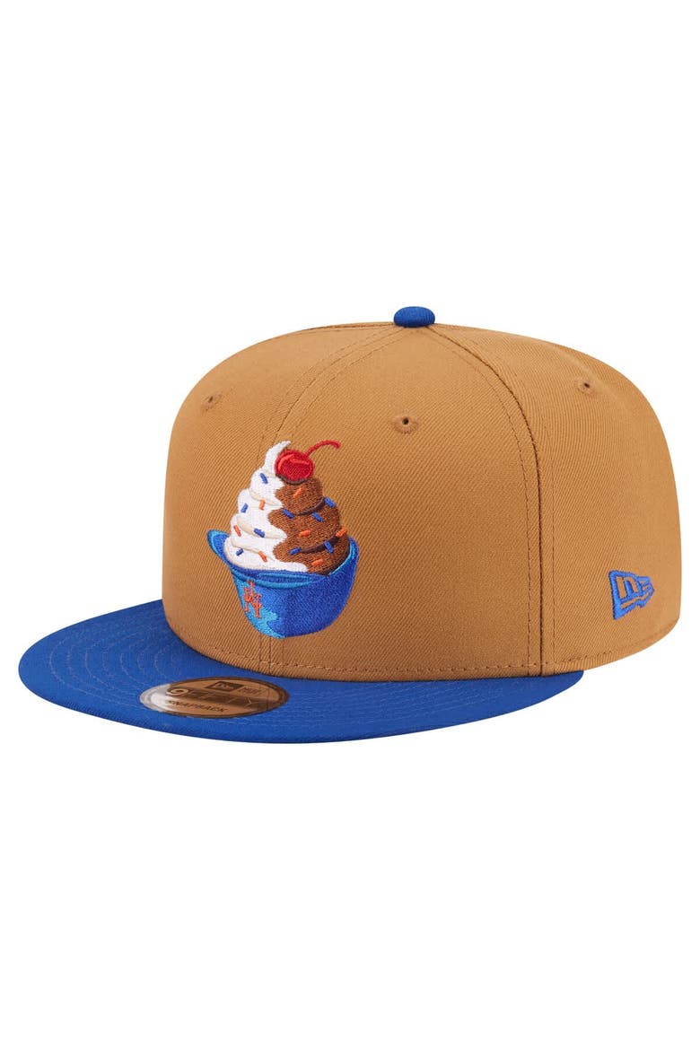 Men's New Era Khaki/Royal New York Mets Ice Cream 9FIFTY Snapback Hat, Alternate, color, Khaki