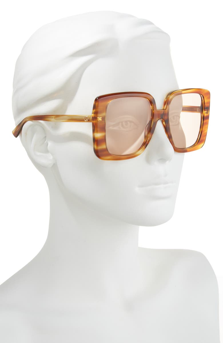 Gucci 55mm Square Sunglasses, Alternate, color, Havana Havana Brown