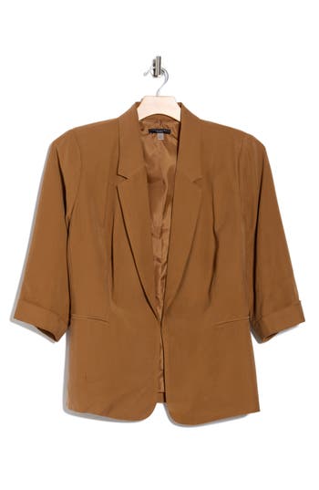 T Tahari Three-quarter Sleeve Blazer In Brown