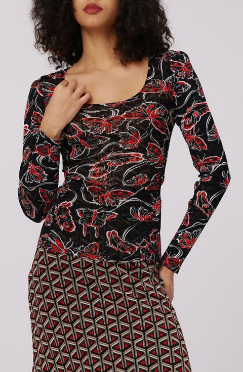 Ali Reversible Print Mesh Top