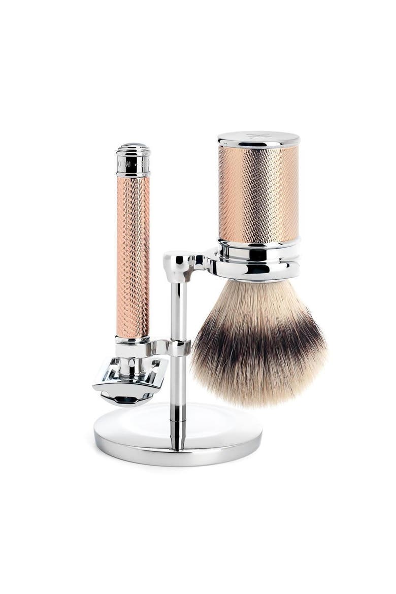 Rosegold Silvertip Fiber & Closed Comb Safety Razor Shaving Set, Main, color, Rose Gold