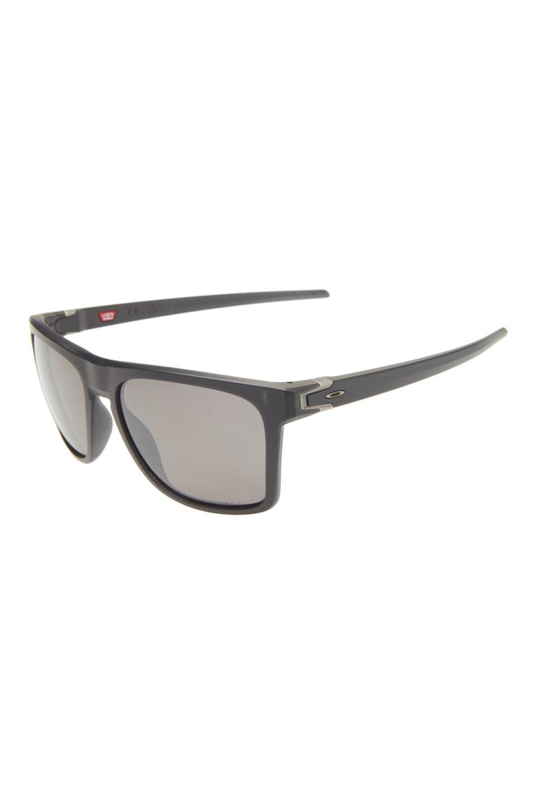 57mm Polarized Rectangular Sunglasses, Alternate, color, BLACK