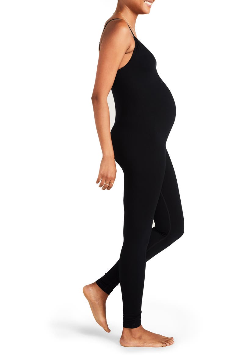 The Body Rib Maternity Unitard, Alternate, color, BLACK