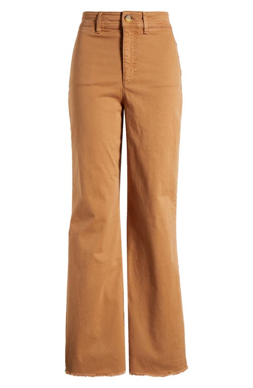 Marine Layer Bridget High Waist Raw Hem Wide Leg Pants In Tobacco