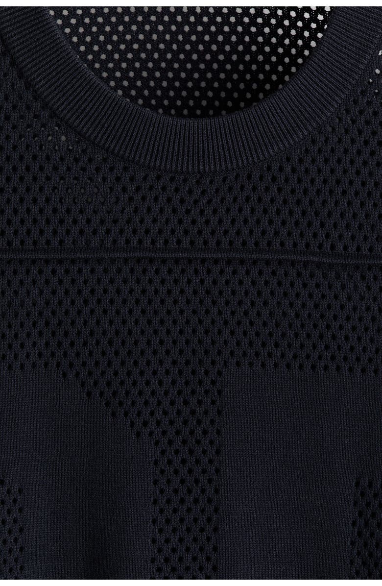 H&M Relaxed Fit Boxy Hole-knit T-shirt, Alternate, color, Navy Blue