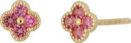 Bony Levy Clover Pink Tourmaline Stud Earrings