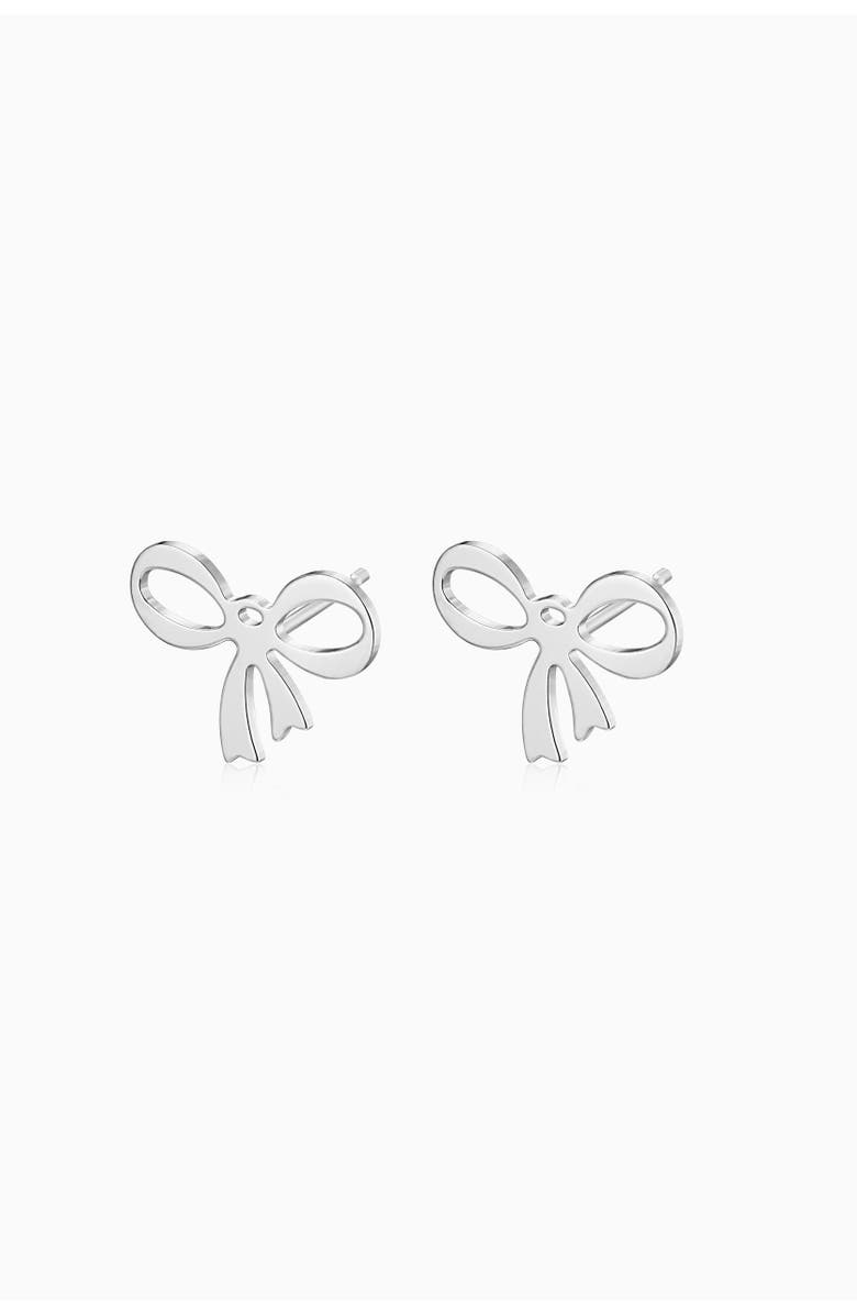 Oradina Wrap Me Up Bow Studs in Sterling Silver, Alternate, color, Silver