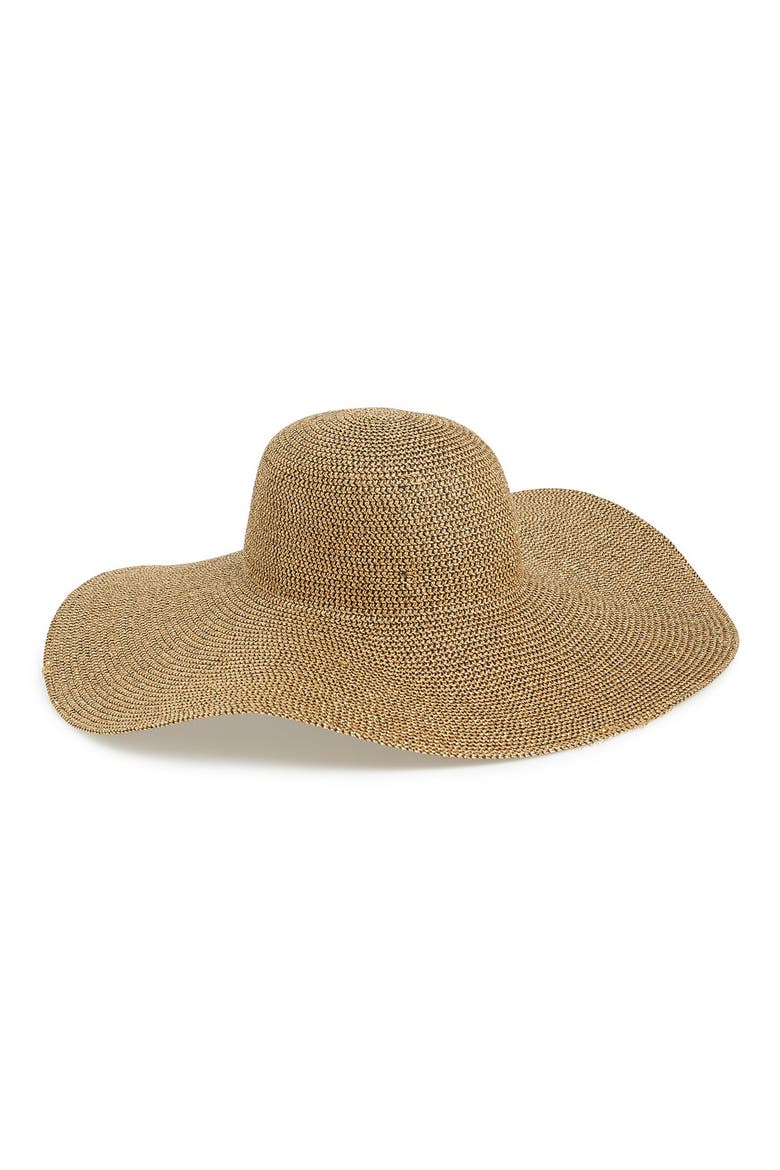 Metallic Floppy Straw Hat, Main, color, NATURAL