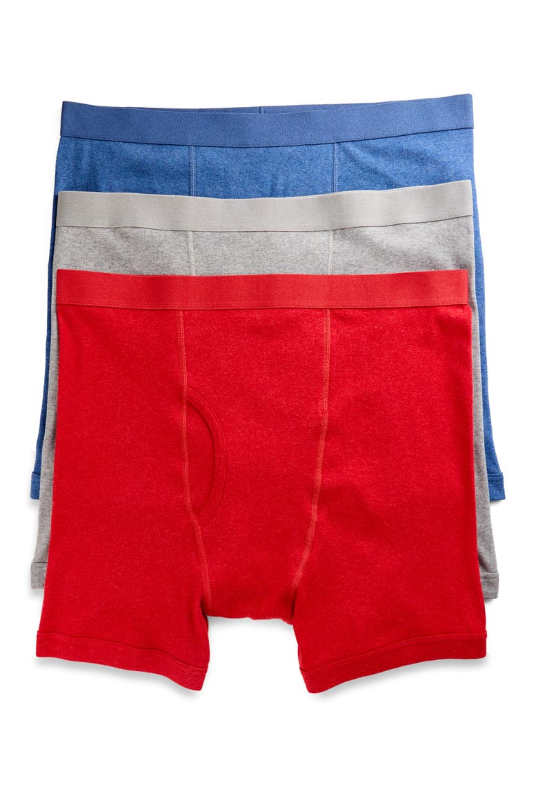 Big & Tall 3-pk Heathered 4 Inch Boxer Briefs, Main, color, TANGO RED HEATHER