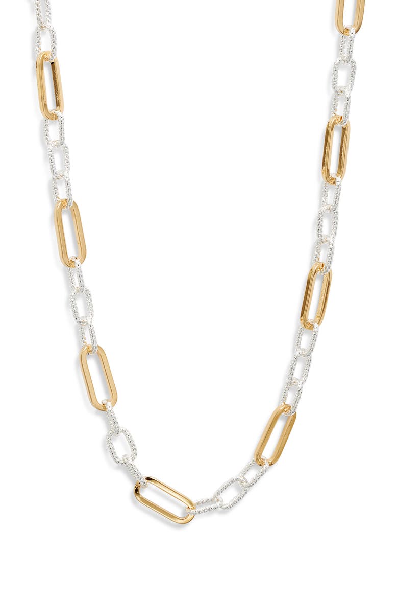 Demi Fine Long Paper Clip Necklace, Main, color, 14K GOLD- STERLING PLATED