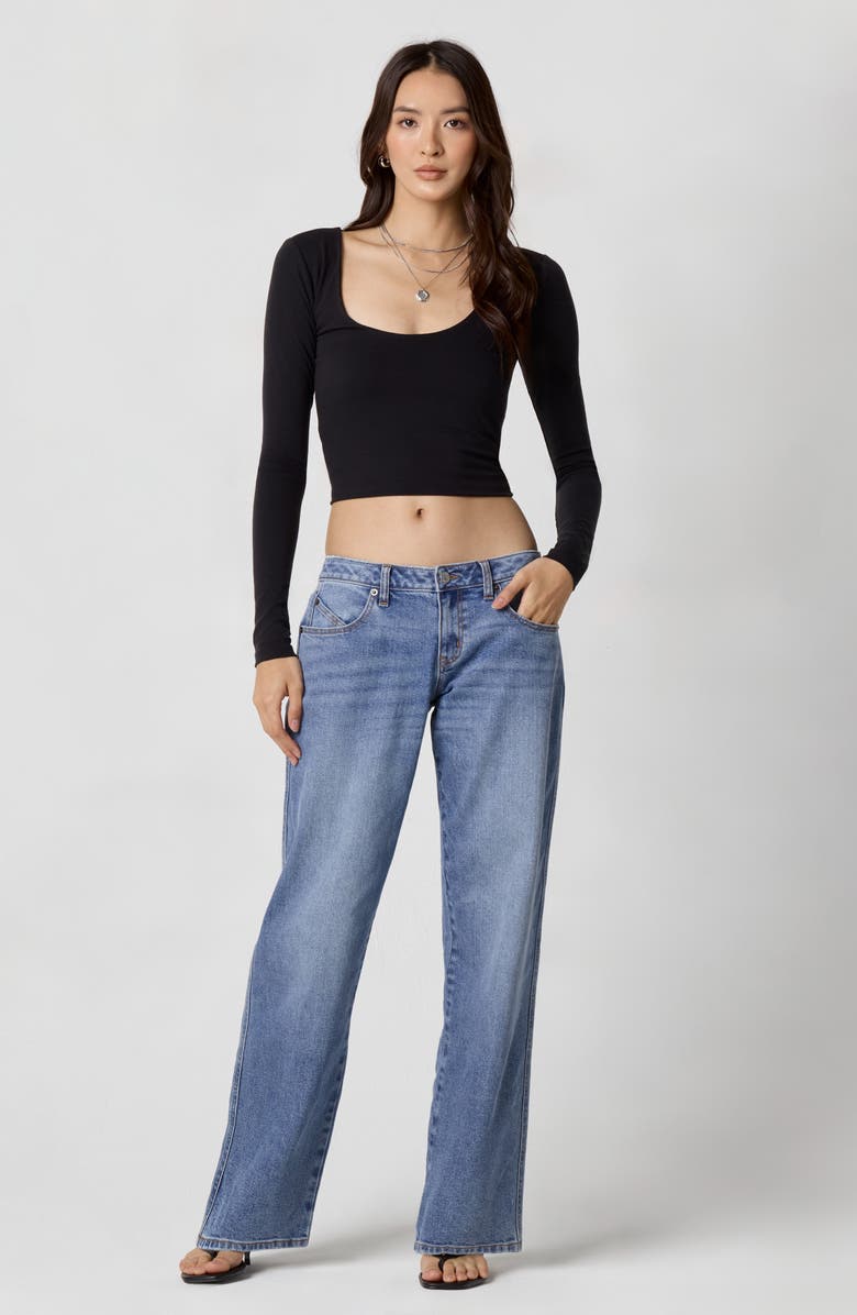 Florence by Mills Power Mesh Plunge Long Sleeve T-Shirt, Alternate, color, Black