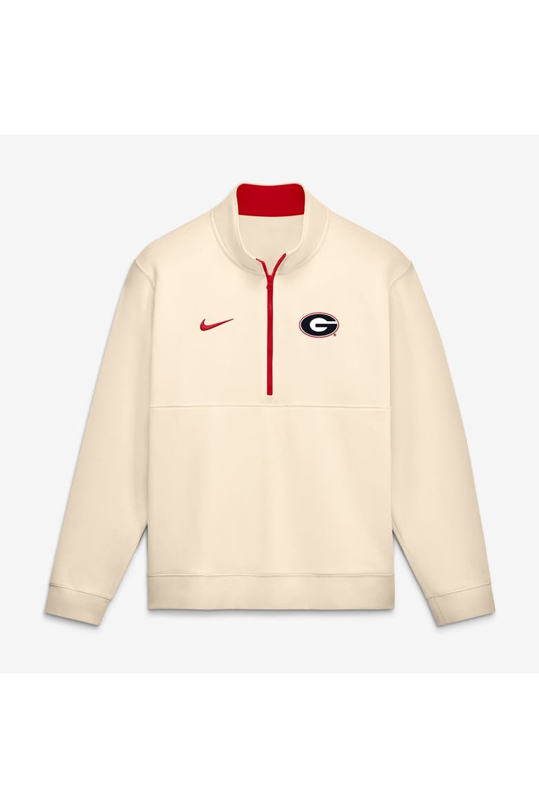 Men's Nike Cream Georgia Bulldogs Primetime Club Fleece Half-Zip Pullover, Main, color, Cream