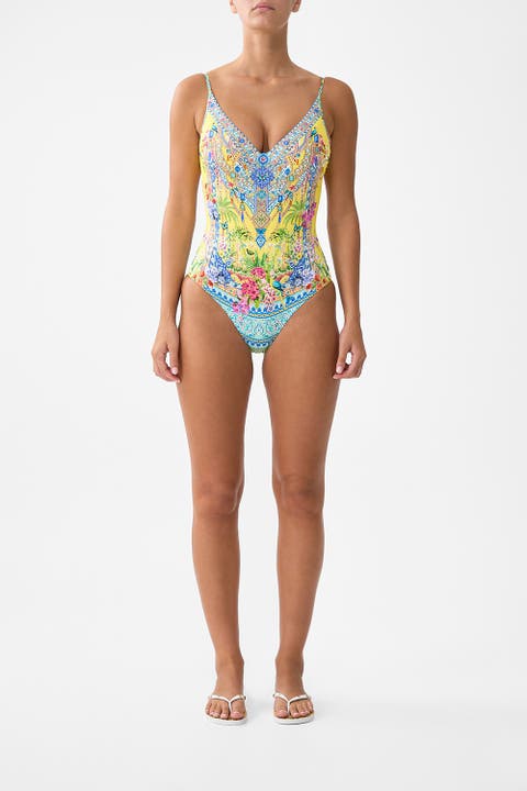 V Neck Underwire One Piece With Scoop Back