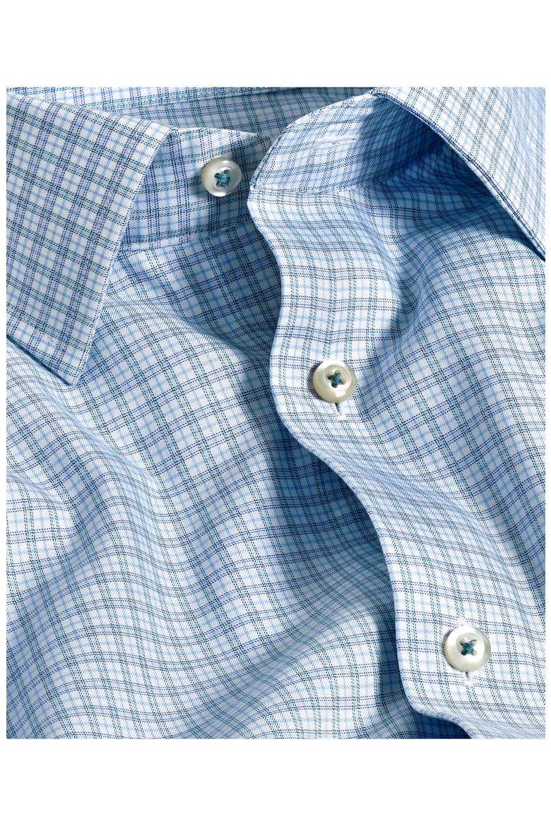 Trim Fit Twill Check Dress Shirt, Alternate, color, SKY/ PETROL