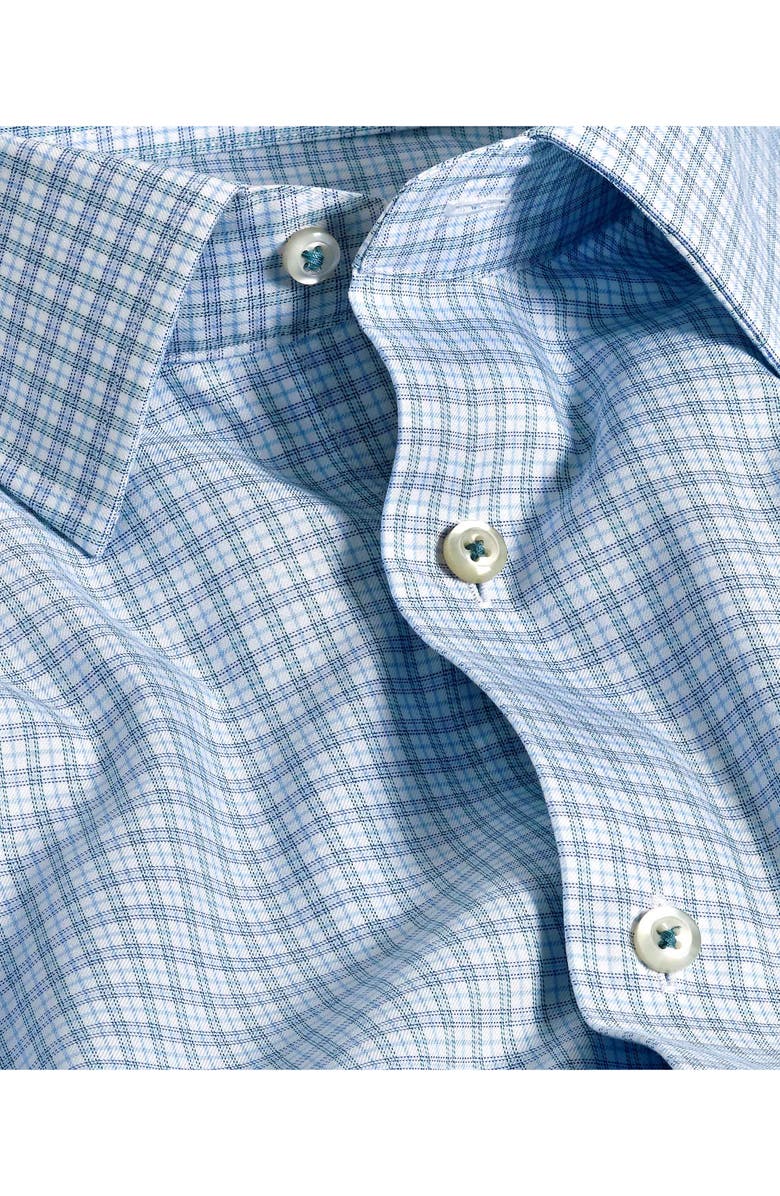 David Donahue Trim Fit Twill Check Dress Shirt, Alternate, color, Sky/ Petrol