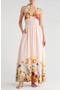 Nina Patterned Halter Maxi Dress