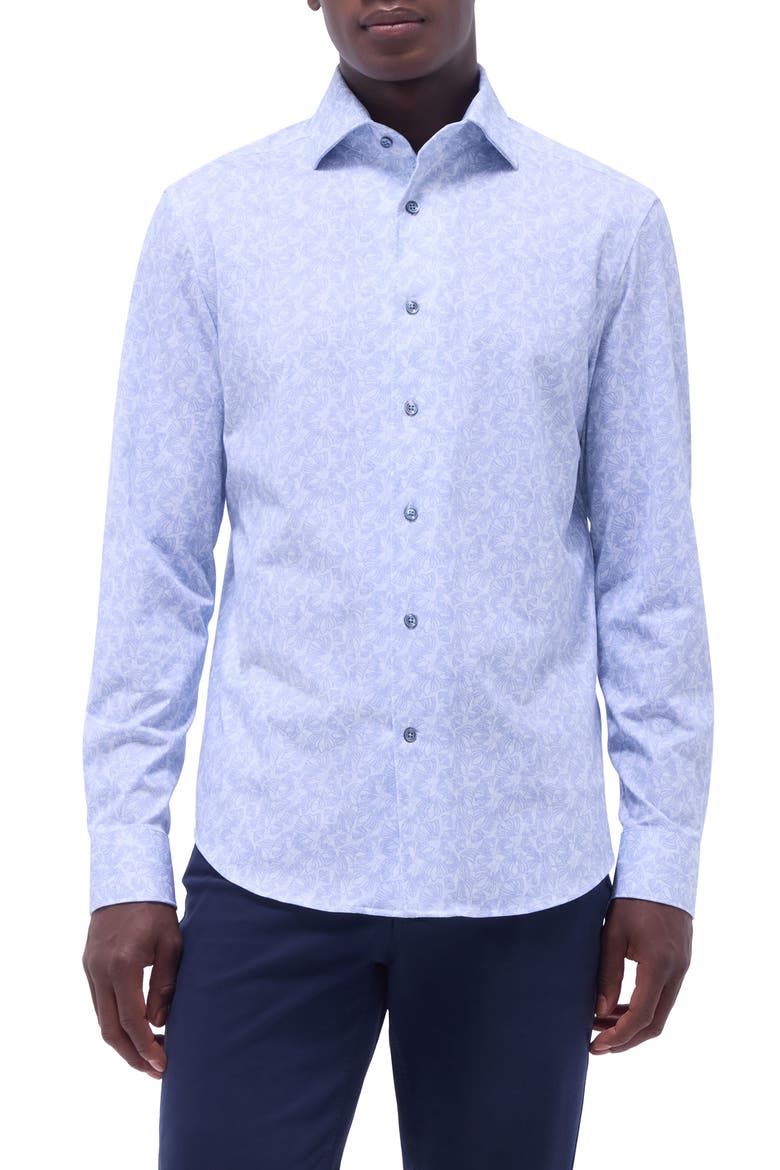 Devon OoohCotton® Floral Button-Up Shirt, Main, color, AIR BLUE