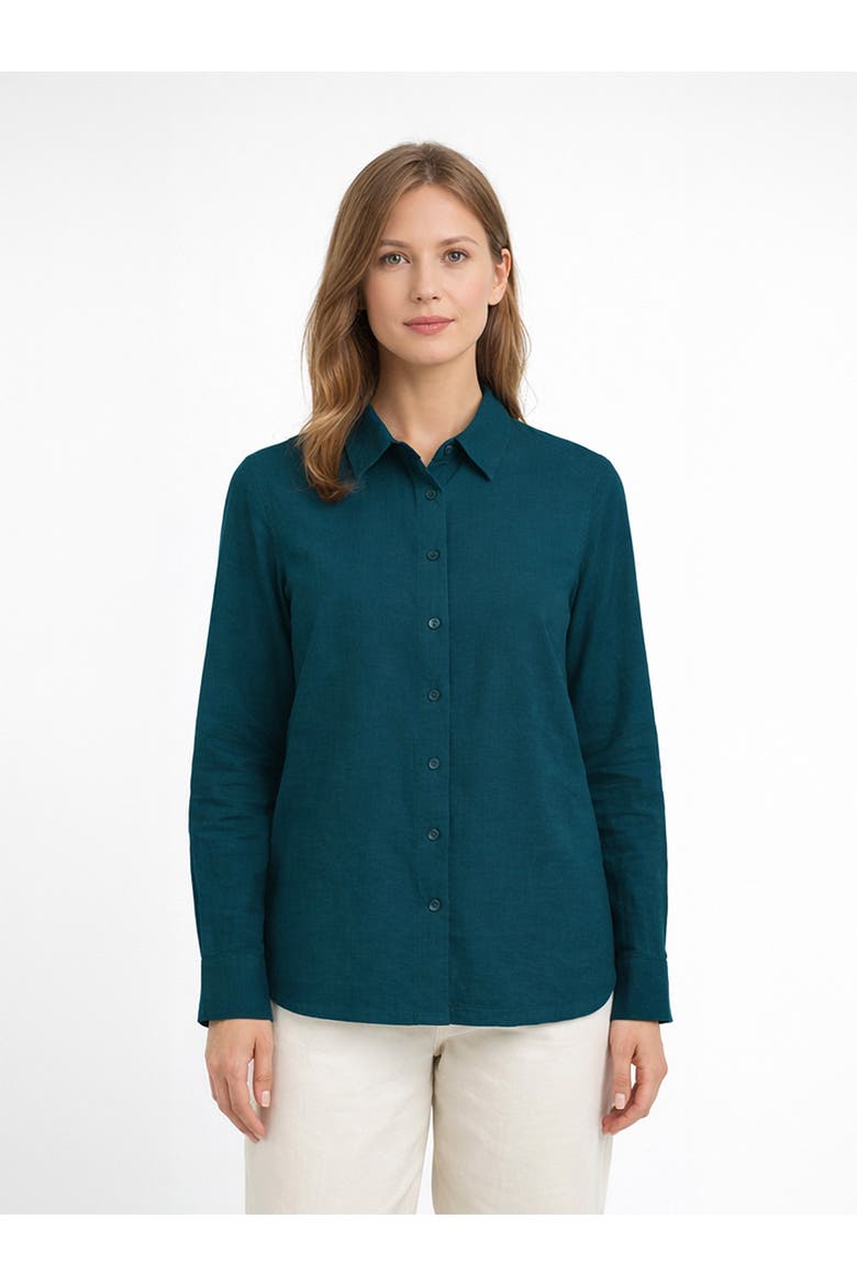Relaxed Fit Long Sleeve Linen Shirt, Main, color, Marine Navy
