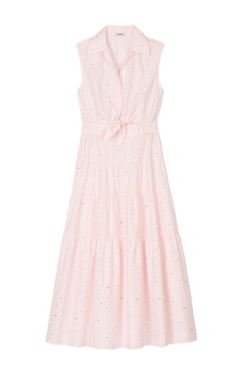 SANDRO Rhinestone tie-front maxi dress, Alternate, color, Light Pink