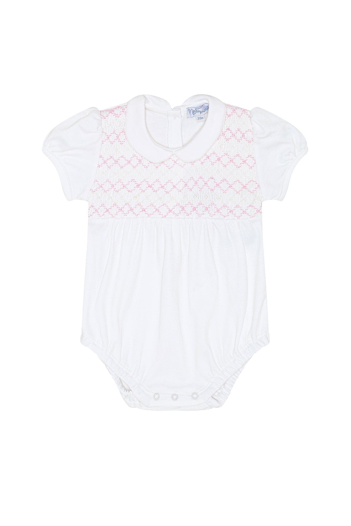 selected White with Pink smocking