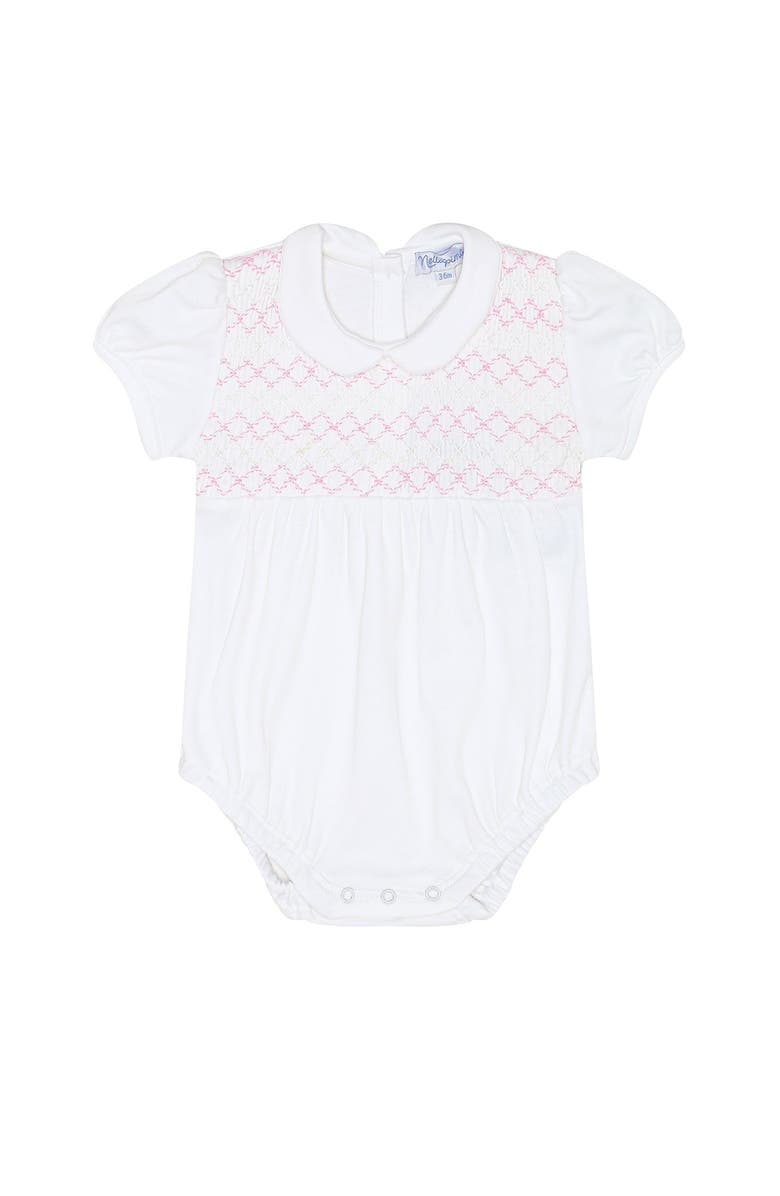 Nellapima Signature Smocked Girls Bubble - Baby, Main, color, White With Pink Smocking