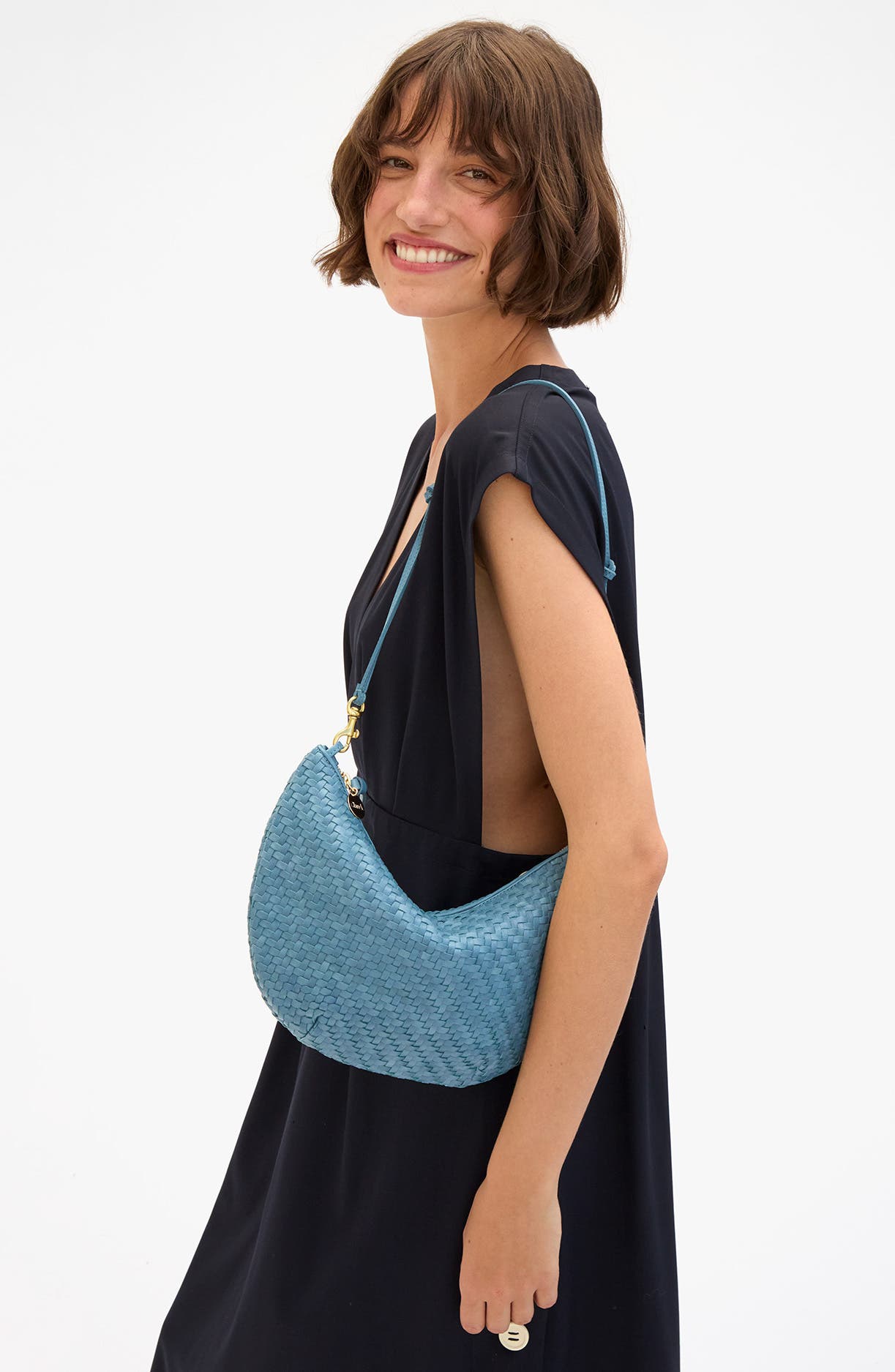 Lune Woven Zig Zag Leather Shoulder Bag, Alternate, color, DUSTY BLUE