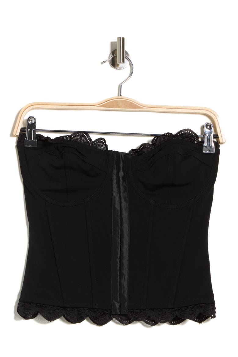 Matte Jersey Lace Trim Bustier, Alternate, color, BLACK001