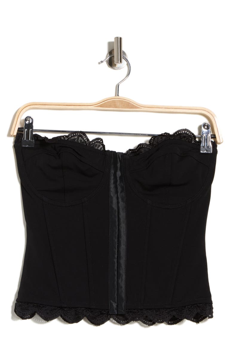 Good American Matte Jersey Lace Trim Bustier, Alternate, color, Black001