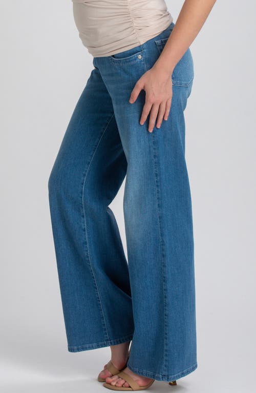 Pietro Brunelli Maternity Maternity High-waist Elastic Band Wide-leg Jeans In Blue