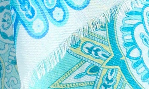 Echo Patchwork Tile Scarf In Aqua