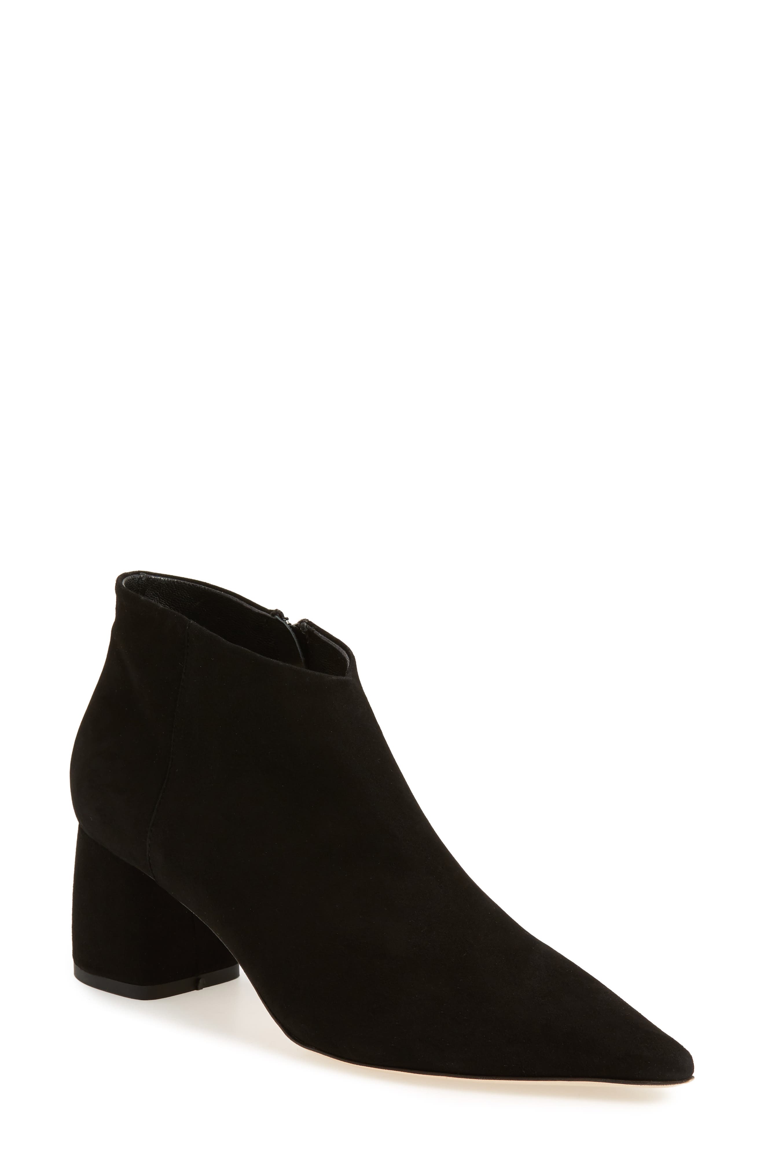 Butter Whistle Pointy Toe Bootie, Main, color, BLACK SUEDE