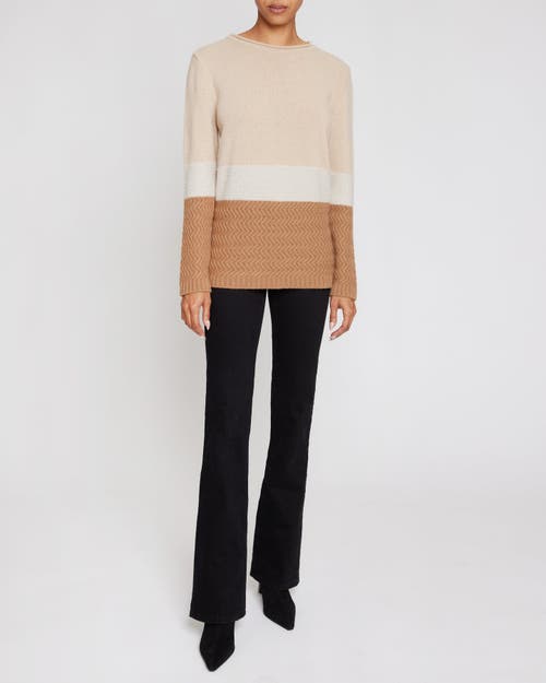 Santorelli Dora Color Block Sweater In Beige