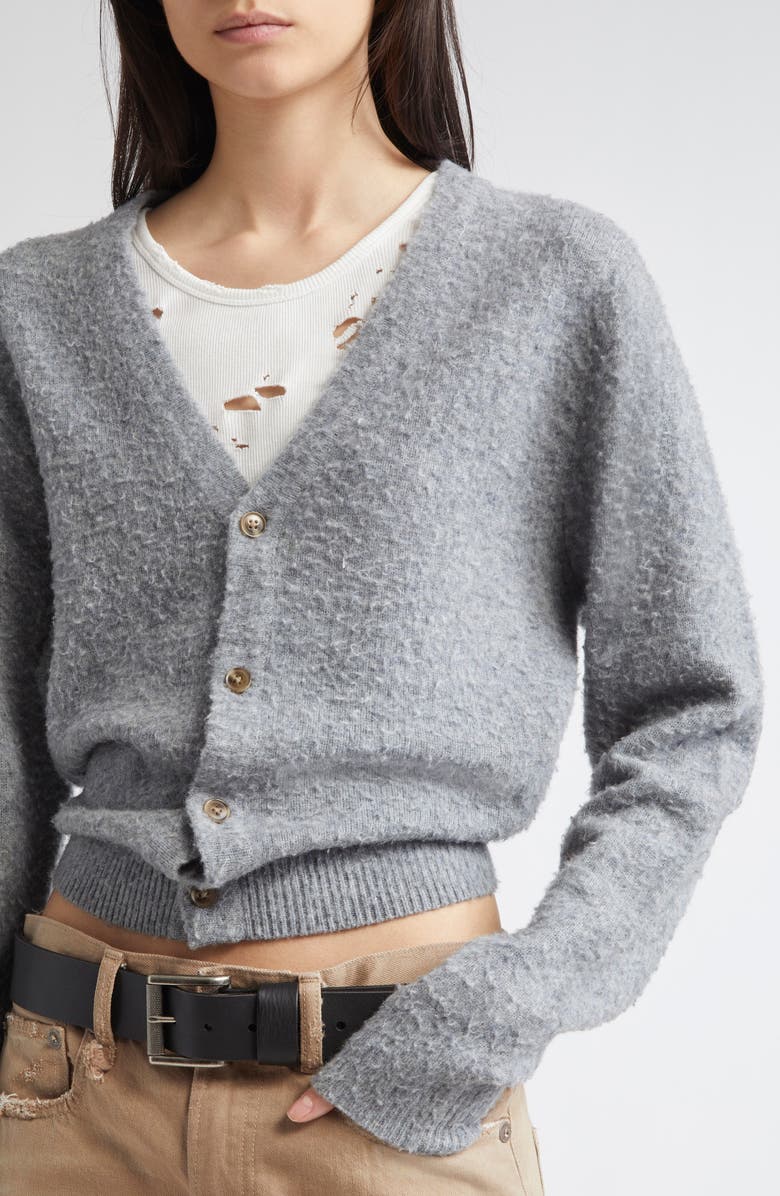 R13 Split Hem Wool & Cashmere Cardigan, Alternate, color, Light Heather Grey