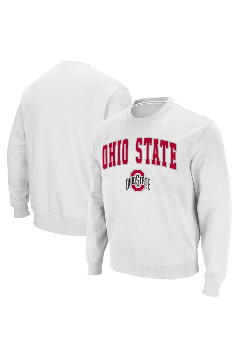 Men's Colosseum White Ohio State Buckeyes Team Arch & Logo Tackle Twill Pullover Sweatshirt, Main, color, White
