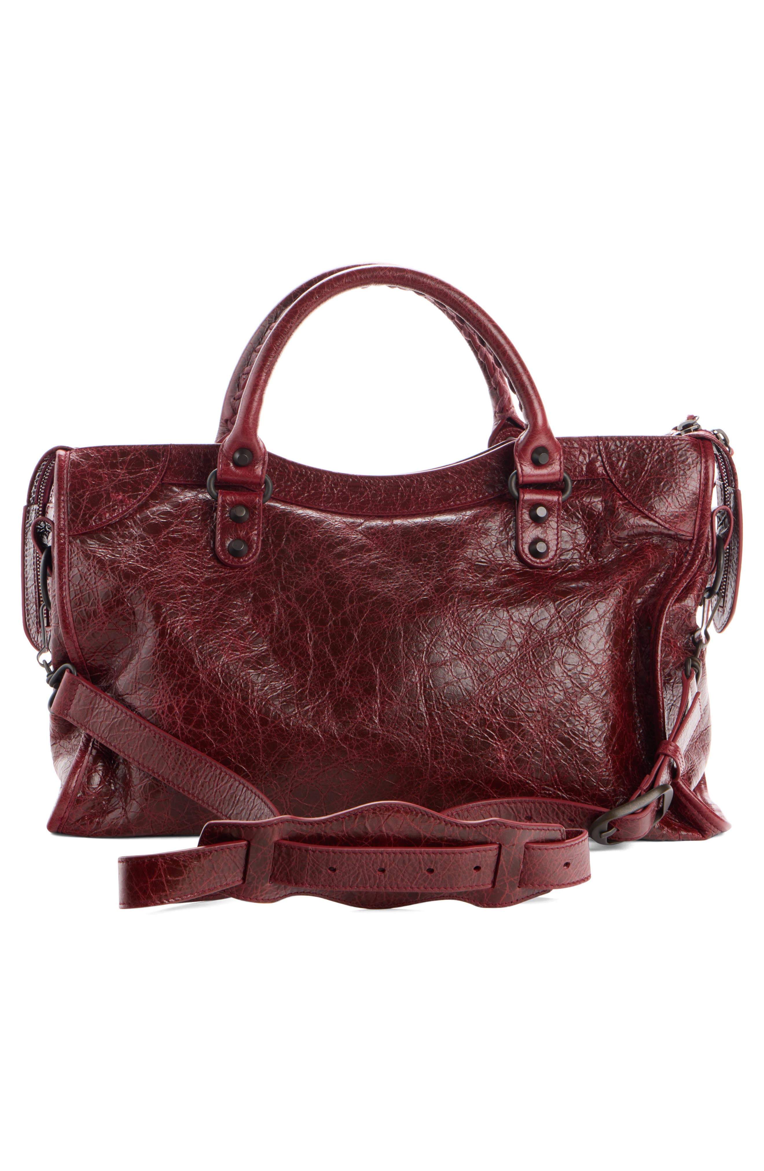 Medium Le City Leather Satchel, Alternate, color, 6034 DARK BURGUNDY