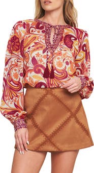 FLYING TOMATO Long Sleeve Print Top
