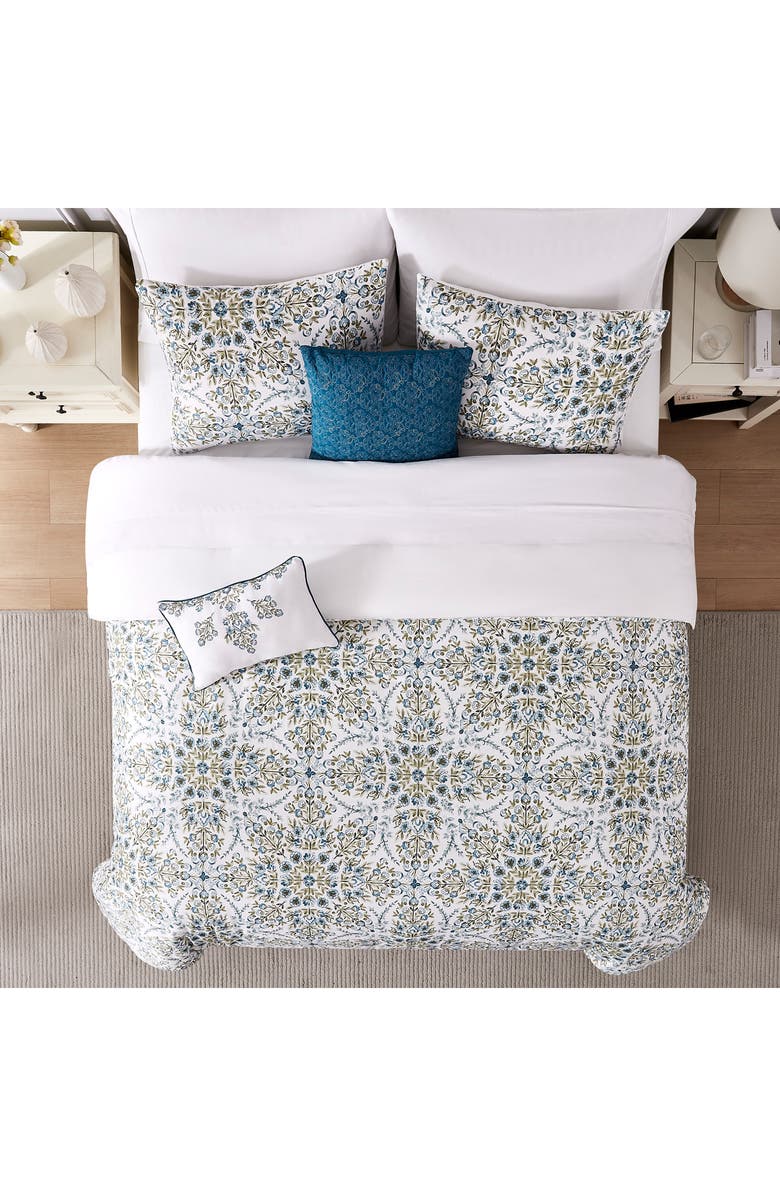 Modern Threads Floral Print Microfiber 5-Piece Comforter Set, Alternate, color, White/ Gold