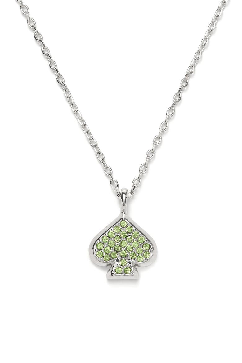 mini pavé pendant necklace, Main, color, GREEN/ SILVER
