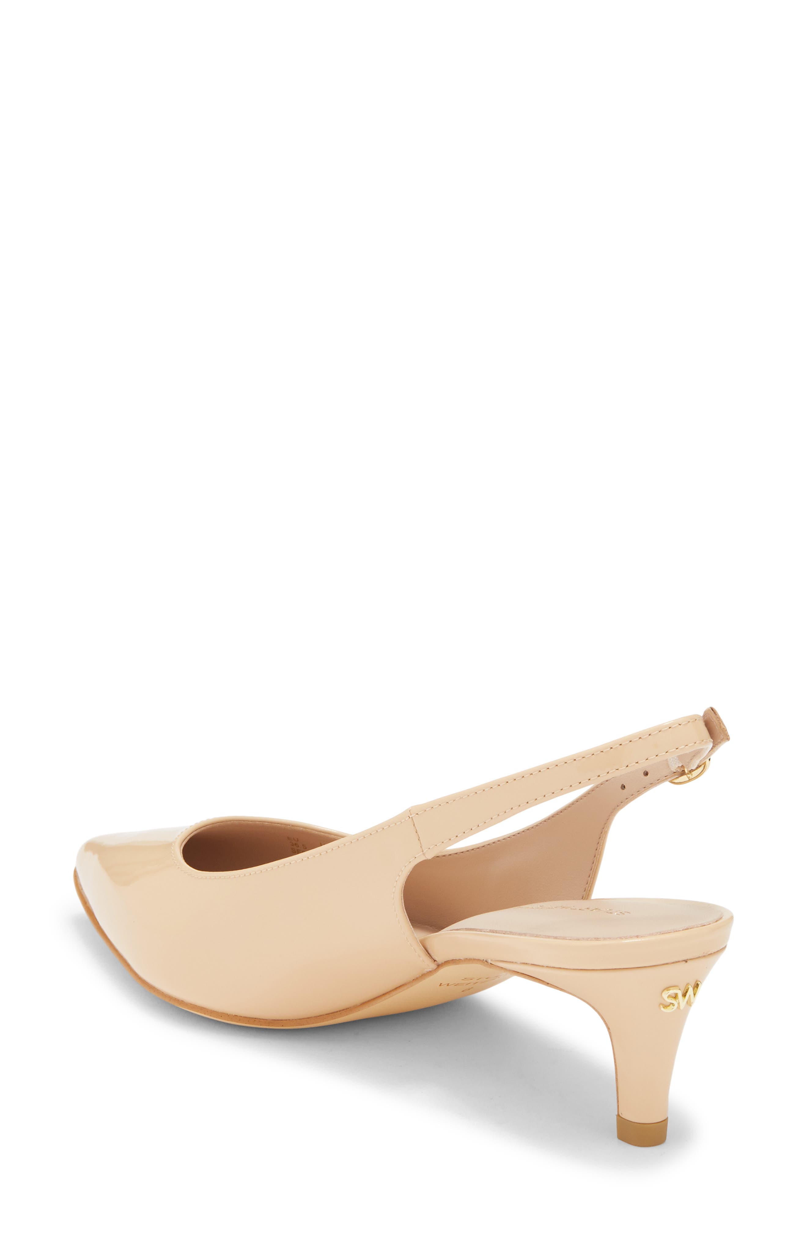Stuart Weitzman Dancer 50 Kitten Heel Slingback Pump, Alternate, color, Golden Beige