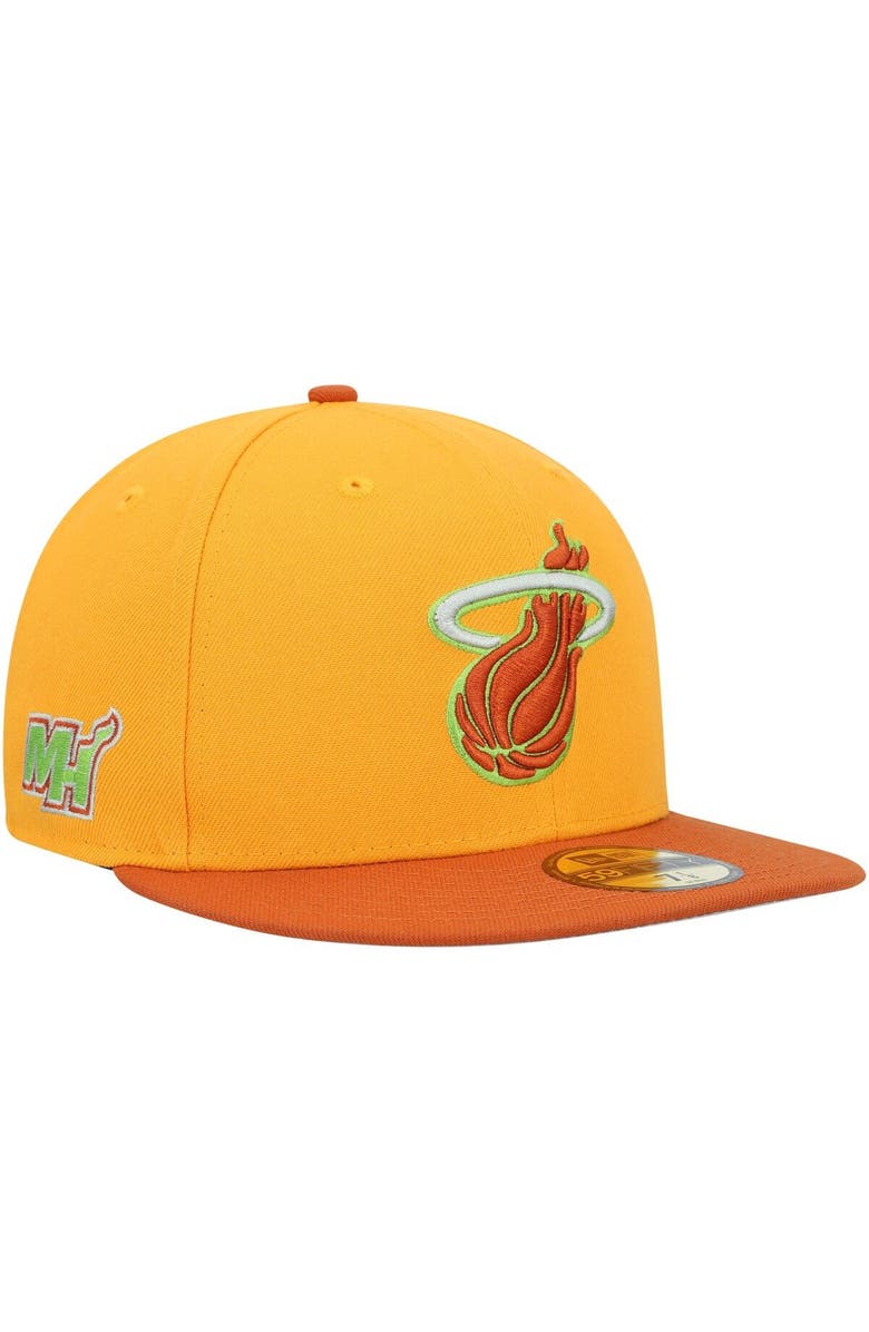 New Era Men's New Era  Gold/Rust Miami Heat 59FIFTY Fitted Hat, Main, color, 