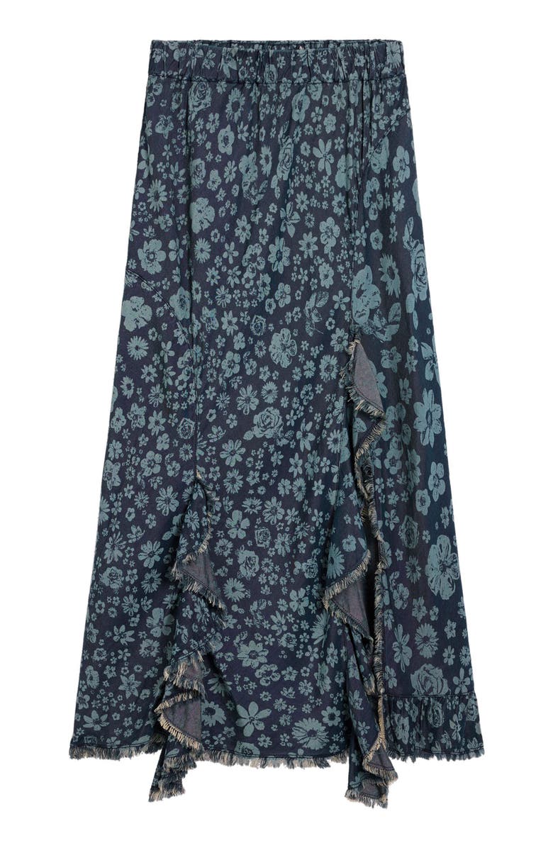 Desigual Floral Print Midi Skirt, Alternate, color, Medium Blue
